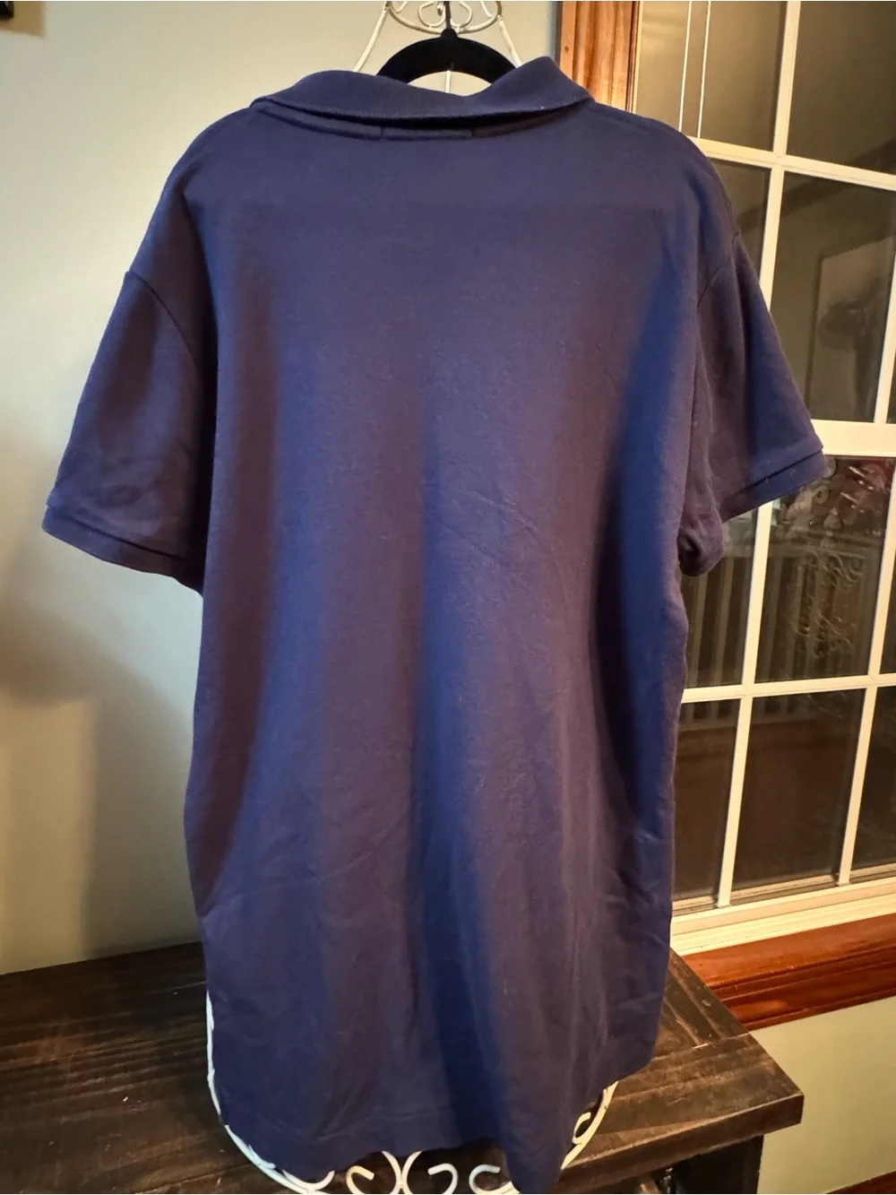 Ralph Lauren Navy Polo Shirt with Button Placket. Size L.